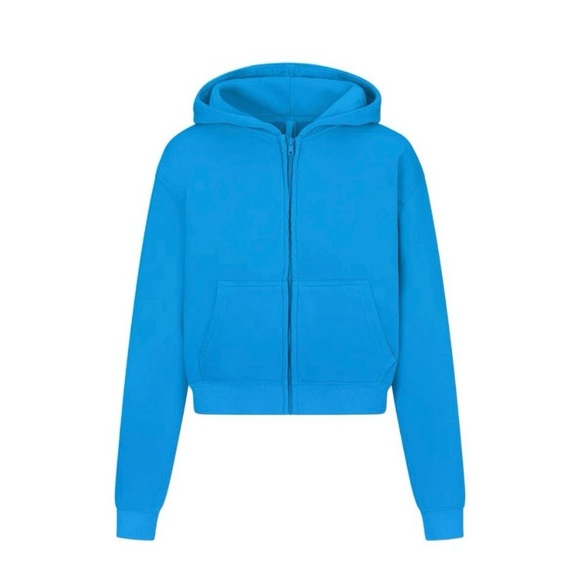 Skims Light French Terry Zip Up Hoodie - Mykonos - Picture 1 of 5